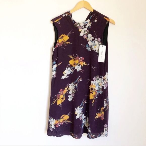 Amour Vert Tasmin 100% Silk Dress in burgundy Soirée floral size XSmall NEW - Picture 2 of 10